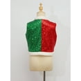 thumbnail image 4 of iiniim Boys Christmas Dance Costume Sequins Sleeveless Velvet Trim Vest Crop Top Red&Green 10, 4 of 7
