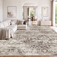 thumbnail image 2 of CHITOOMA 8'x10' Area Rugs, Washable Rugs for Living Room Non-Slip Low Pile Soft Distressed Abstract Rug, Indoor Vintage Neutral Carpet for Bedroom Dining Room Dorm Office, Brown, 2 of 12
