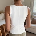 thumbnail image 5 of Xdegoge Tank Top with Built in Bra for Women Padded Seamless No Underwire Stretch Longline Bras Basic Slim Fit Ribbed Wireless Gym Running Brassiere, 5 of 6