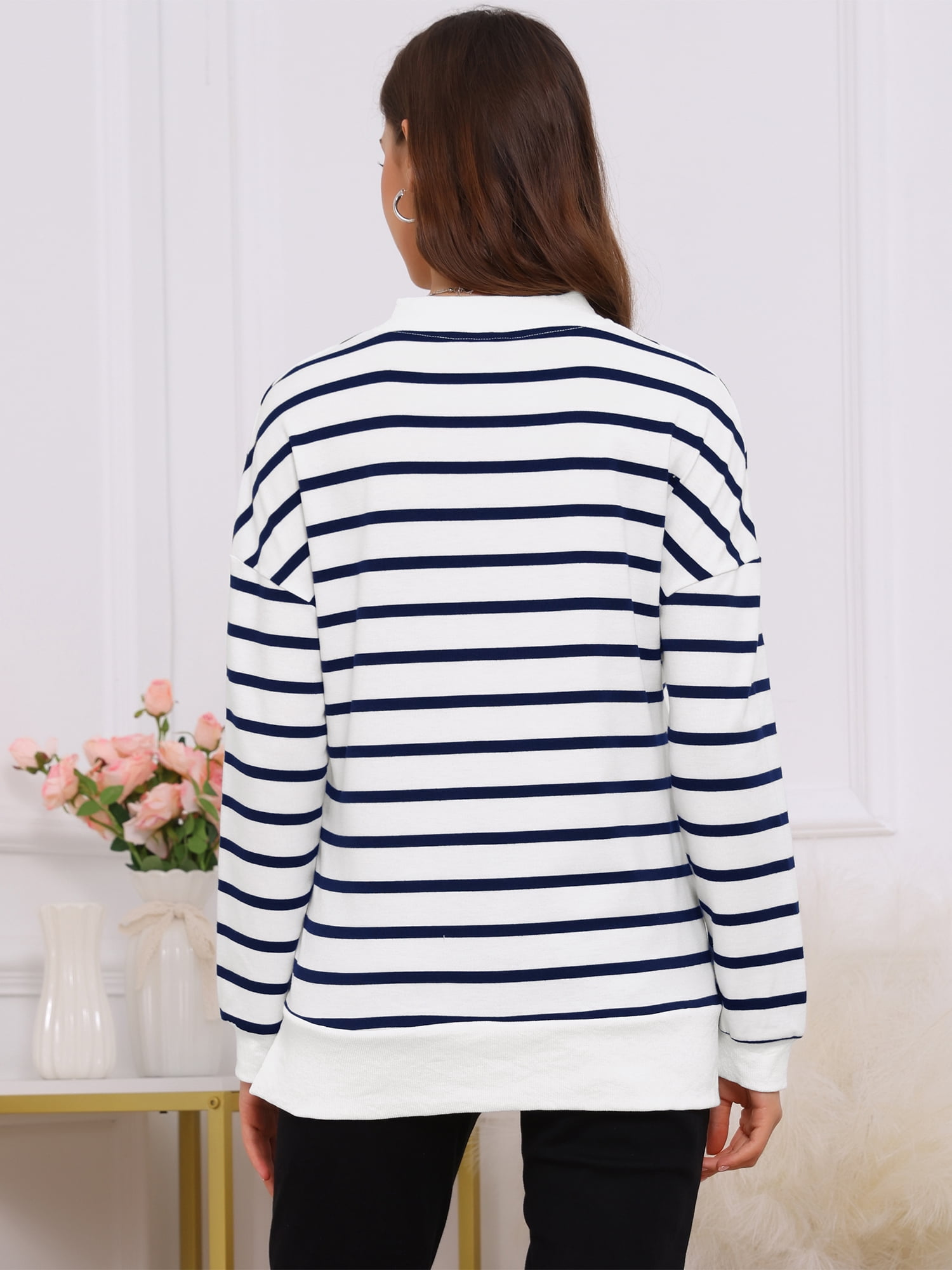 DARING DIVA Women's Maternity Mock Neck Long Sleeve Half Zip Sweatshirt 2XL Blue