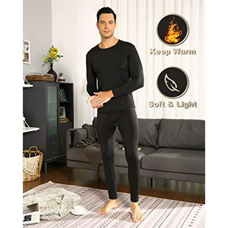 EONGOA Men's Thermal Underwear Set Long Johns Set with Fleece Lined Skiing  Winter Warm Base Layers for Cold Weather Black at  Men's Clothing  store