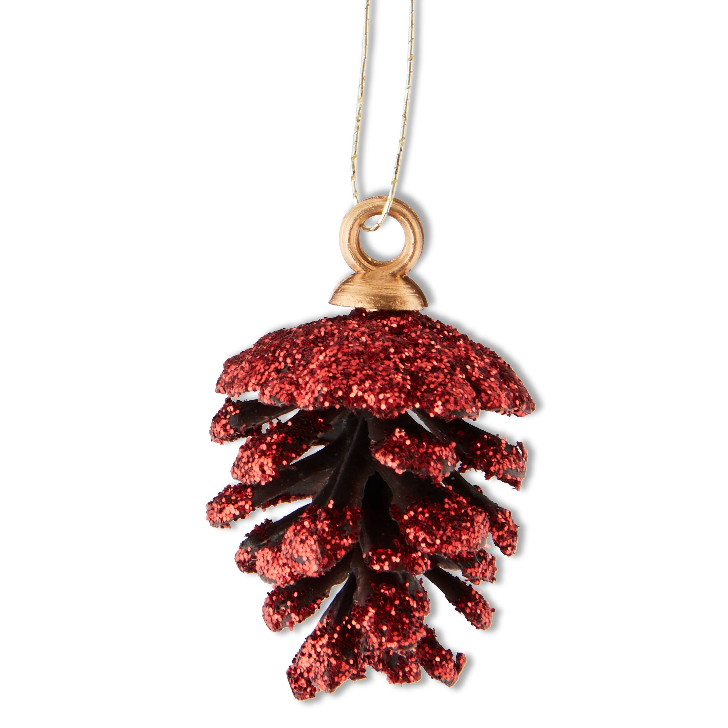 Red Glitter Mini Pinecone Christmas Ornaments, 9 Count, by Holiday Time