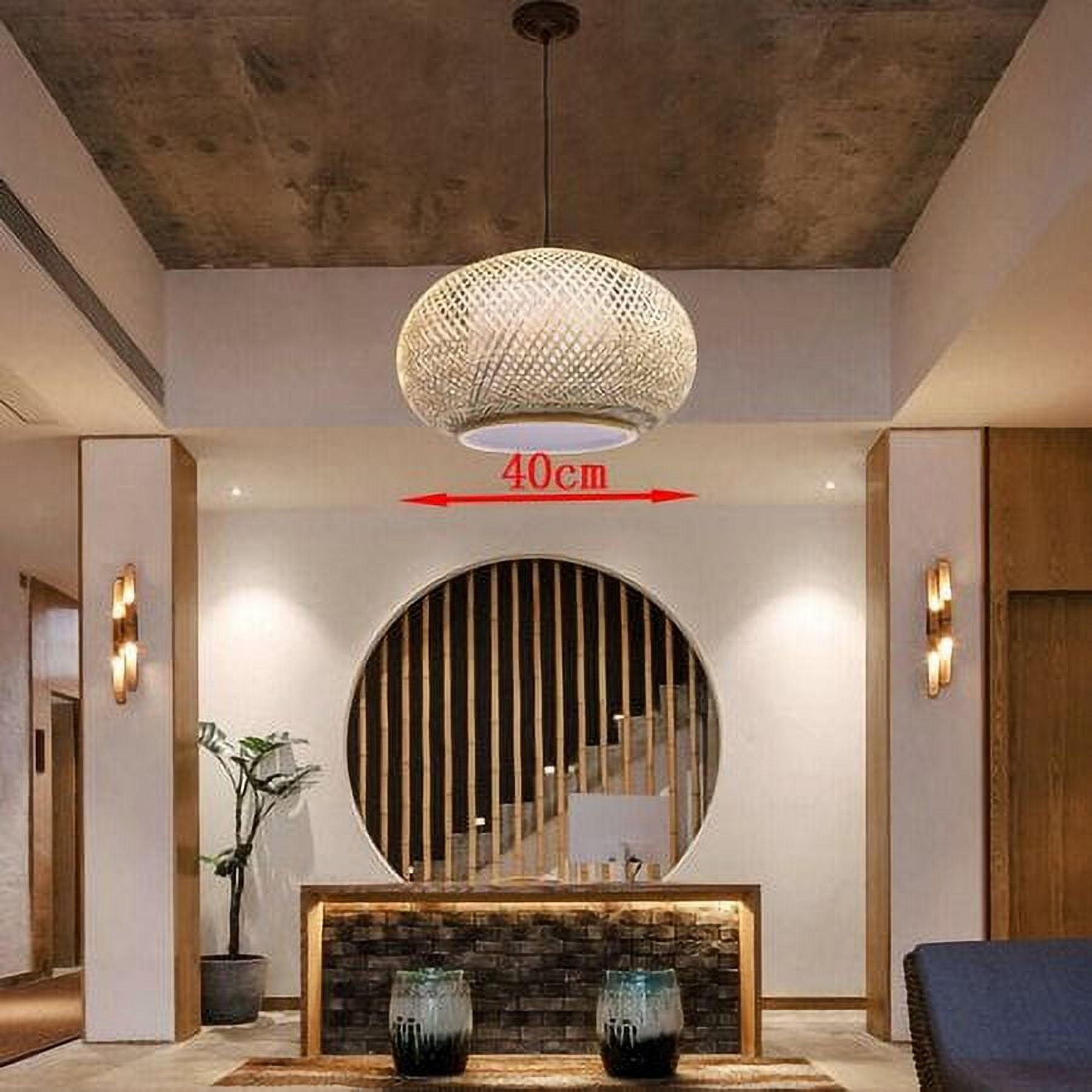 Bamboo Wicker Rattan Pendant Light Fixture Round Vintage Hanging Ceiling Lamp