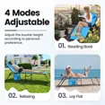 thumbnail image 3 of KING BIRD Outdoor Folding Chaise Lounge Chair, Portable Reclining Camping Tanning Chair with Headrest for Beach Patio, Blue, 3 of 8