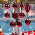 thumbnail image 1 of 10 piezas de adornos navideños decorativos, pequeños colgantes de Navidad, bolas de Navidad colgantes para aniversario, hogar, cumpleaños, festival, rojo oscuro, 1 of 8