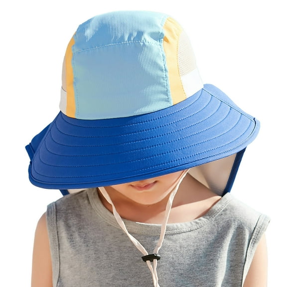 Miqool Toddler Kids Sun Hat with Neck Flap UPF 50 Sun Protection Wide Brim Bucket Hat Summer Beach Play Hats for Girls Boys Ages 3-10