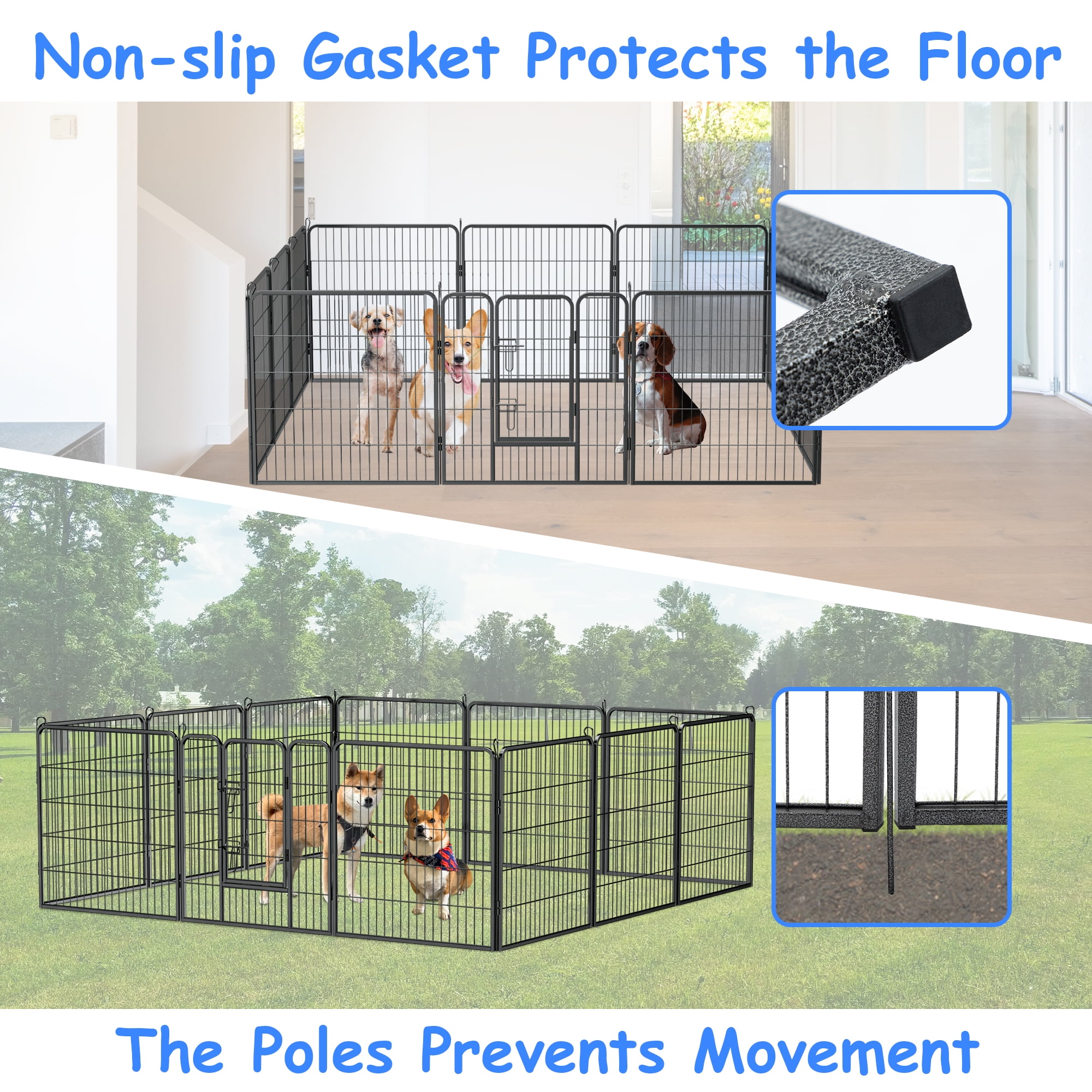 Pefilos 12-Panel Heavy Duty Metal Dog Playpen Portable Outdoor Folding 32"x32" Large Indoor Metal Puppy Dog Run Fence with Doors, Black Pefilos 12-Panel Heavy Duty Metal Dog Playpen Portable Outdoor Folding 32"x32" Large Indoor Metal Puppy Dog Run Fence with Doors, Black