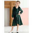 thumbnail image 5 of Flower Girl Dresses Wedding Guest Bridesmaid Party Long Sleeve Ruffle Velvet Formal Midi Teens Girls Dress Size 4-13Y, 5 of 7