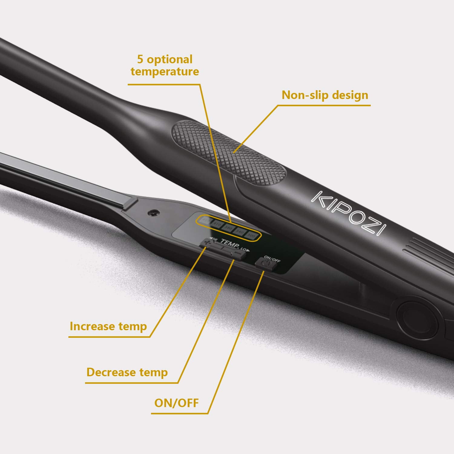 Pencil flat iron top with temperature control