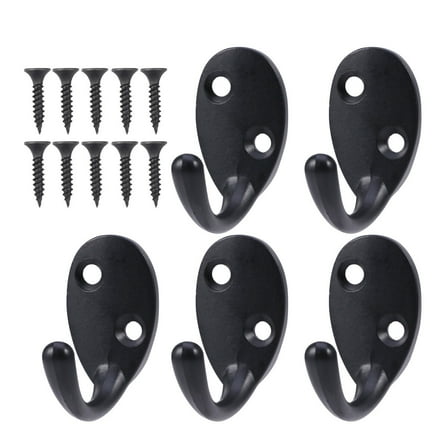 Moluckfu Coat Hook Hanging Wall Hook Black Alloy 15-Pcs Home Use