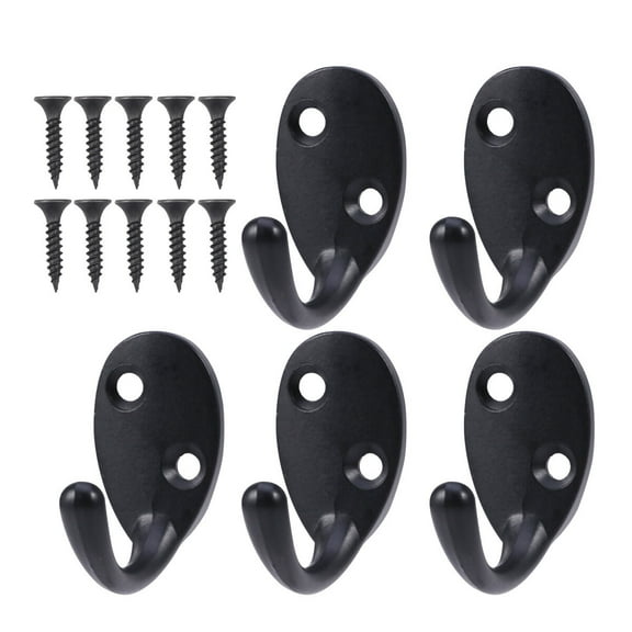 Moluckfu Coat Hook Hanging Wall Hook Black Alloy 15-Pcs Home Use