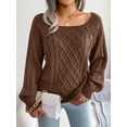 thumbnail image 3 of RWJDXD Pullovers et Chandails Tricotés à Manches Longues pour Femmes Col Carré Décontracté Automne Hiver 2023, 3 of 7
