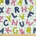 thumbnail image 2 of Ambesonne Alphabet Fabric by the Yard Upholstery, Motifs and Geometric, 1 Yard, Yellow Green Pastel Pink, 2 of 5