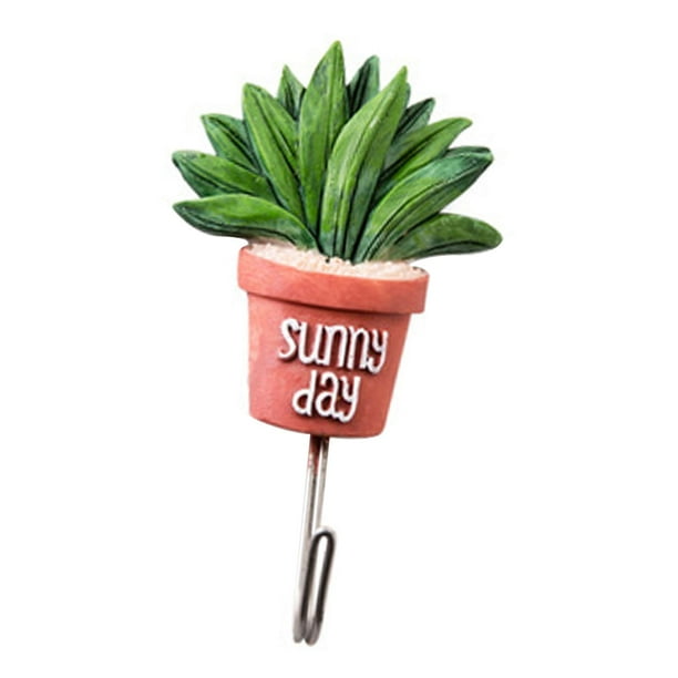 Gancho adhesivo resistente para colgar en la pared, con forma de cactus, para puerta de baño hojas largas