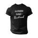 thumbnail image 1 of Men's Casual Short-Sleeve T-Shirt with Unique 'Boyfriend Husband' Print - Breathable Polyester, Crew Neck, Machine Washable, Summer Tee for Outdoor Activities, 1 of 5
