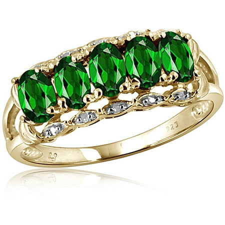 JewelersClub 1.15 Carat Chrome Diopside Gemstone and 1/20 Carat White Diamond Ring