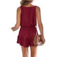 thumbnail image 3 of High Waist Tank Rompers V Neck Beach Womens Flowy Ruffle Layered Shorts Jumpsuit, 3 of 5