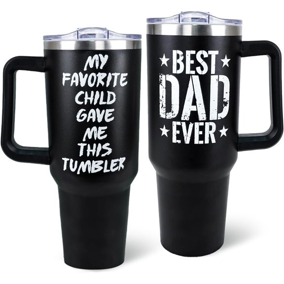 Dad Tumbler Best Dad Ever Gifts Birthday Gift for Dad From Son Daughter-40 Oz Tumbler With Handle And Straw