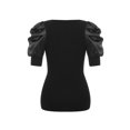 thumbnail image 4 of Gzhioc Women Knitting Tops, Short Puff Sleeve Deep Neck Solid Color Street Party Summer Wrapped Shirt,S/M/L, 4 of 9