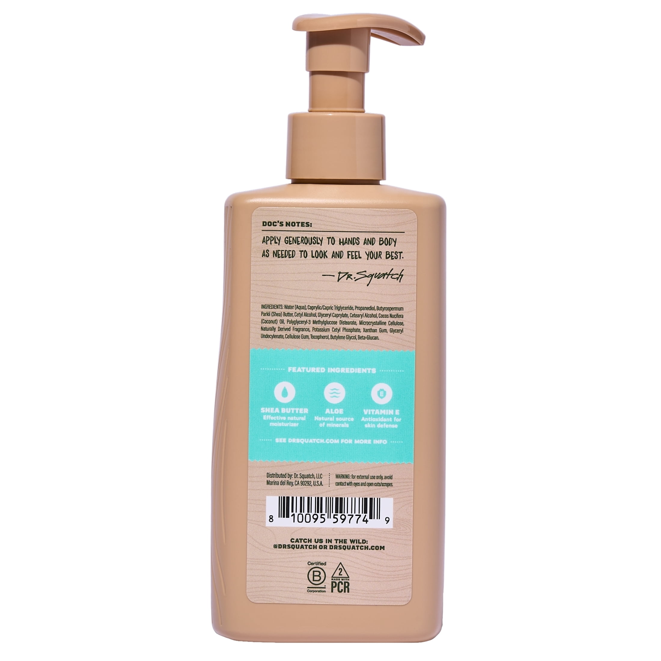 Dr. Squatch Coconut Castaway Natural Moisturizer Hand Lotion