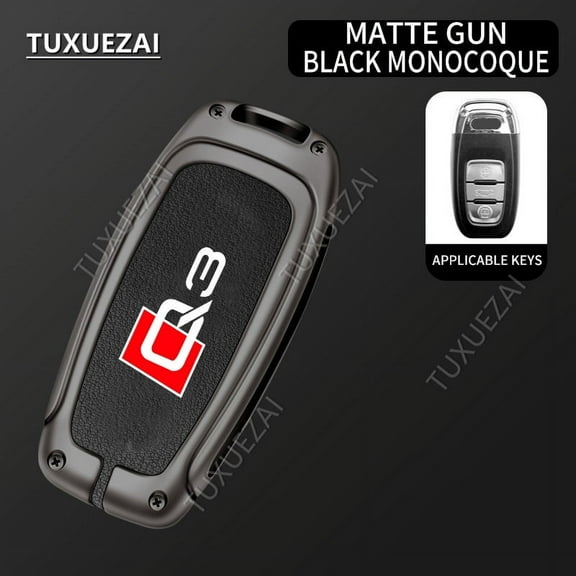 For Audi Q3 Car Remote Key Cover Case D style 3 buttons High-quality Case Key Shell Zinc Alloy Leather Car Key Cover