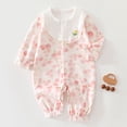 thumbnail image 2 of UYYX Baby Clothes For Girls Baby Girls Floral Collar Sleeve Romper Full Snap Crotch Thin Knit Long Sleeve Spring Picnic Outfit(12-18 Months,Pink), 2 of 7
