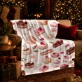 thumbnail image 3 of Sweet French Patisserie Cupcakes Roses Watercolor decorative motif, Playful Food Art Scene, Warm Flannel Blanket for Kitchen and Dining Room, Food Lovers Valentine's Day Gift, Playful Home Decor, 3 of 9