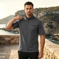 thumbnail image 6 of Men's Solid Short Sleeve Stand Collar Half Zip Outdoor Casual Sports Top Shirt Moisture Wicking Quick Dry UPF 50 Sun Protection Breathable Travel Gym Hiking Polo | JASKFLY,Dark Gray XL, 6 of 7