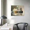 thumbnail image 4 of Nawypu  Zen White Flower Canvas Wall Art Floral and Butterfly on Stone Modern Framed Picture Yoga Spa Spiritual Painting Artwork Print Decor for Bathroom Bedroom Living Room, 4 of 6
