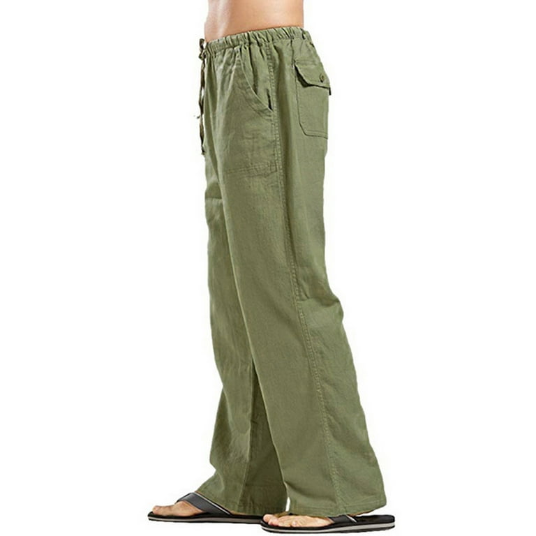 KSODFNXH Linen Pants Women Casual Drawstring Elastic Waist Solid Color  Straight-Leg Pants Comfy Loose Trousers with Pockets, A01#armygreen, Small  : : Clothing, Shoes & Accessories
