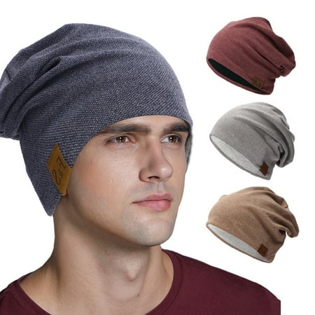 Bobasndm Slouchy Beanie for Men Winter Hats for Guys Cool Beanies Mens Lined Knit Warm Thick Skully Stocking Binie Hat