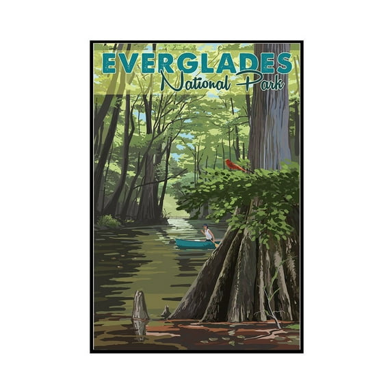 Everglades National Park - River View - Lantern Press Artwork - Lantern Press Artwork (16x24 Framed Gallery Wrapped Stretched Canvas)