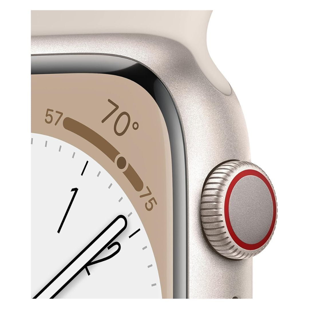 Apple Watch Series 8 41mm GPS and Cellular Smartwatch, Starlight Aluminum Case with Starlight Sport Band