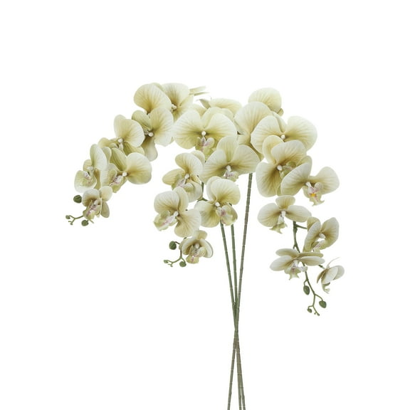 Uxcell 41" 9 Heads Artificial Orchid Stems Fake Faux Phalaenopsis for Vase Home Wedding Decoration, Grey Green 3 Pack