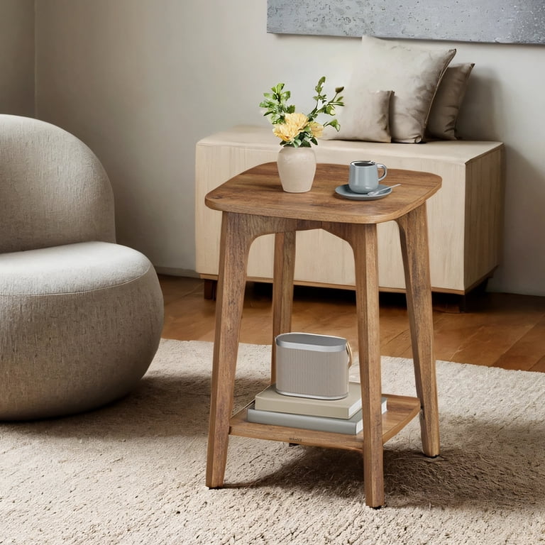 Ledrem Square Accent Table, 2-Tier Storage Side Table photo 3