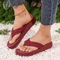 thumbnail image 4 of ZQUUVOU Women's Summer Flip Flops Flat Toe Post Comfortable Thong Sandals Beach Casual Slip On House Sandals Burgundy, 4 of 8