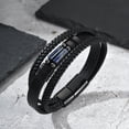 thumbnail image 4 of VNOX Stainless Steel Magnetic Clasp Lapis Bead Black Leather Double Layer Bracelet for Men Gift, 4 of 6
