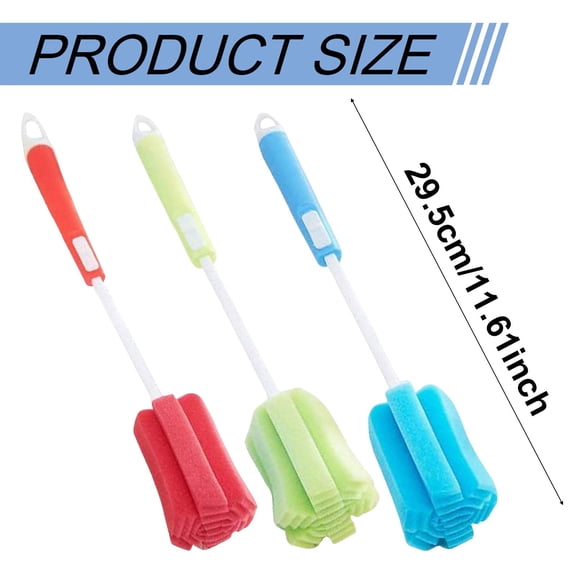 Brush Long Handle Cup Cleaner Brush, Soft Sponge Bottle Cleaning Brush, Scratch-Free for Thermoses Water Bottles, Durable Plastic