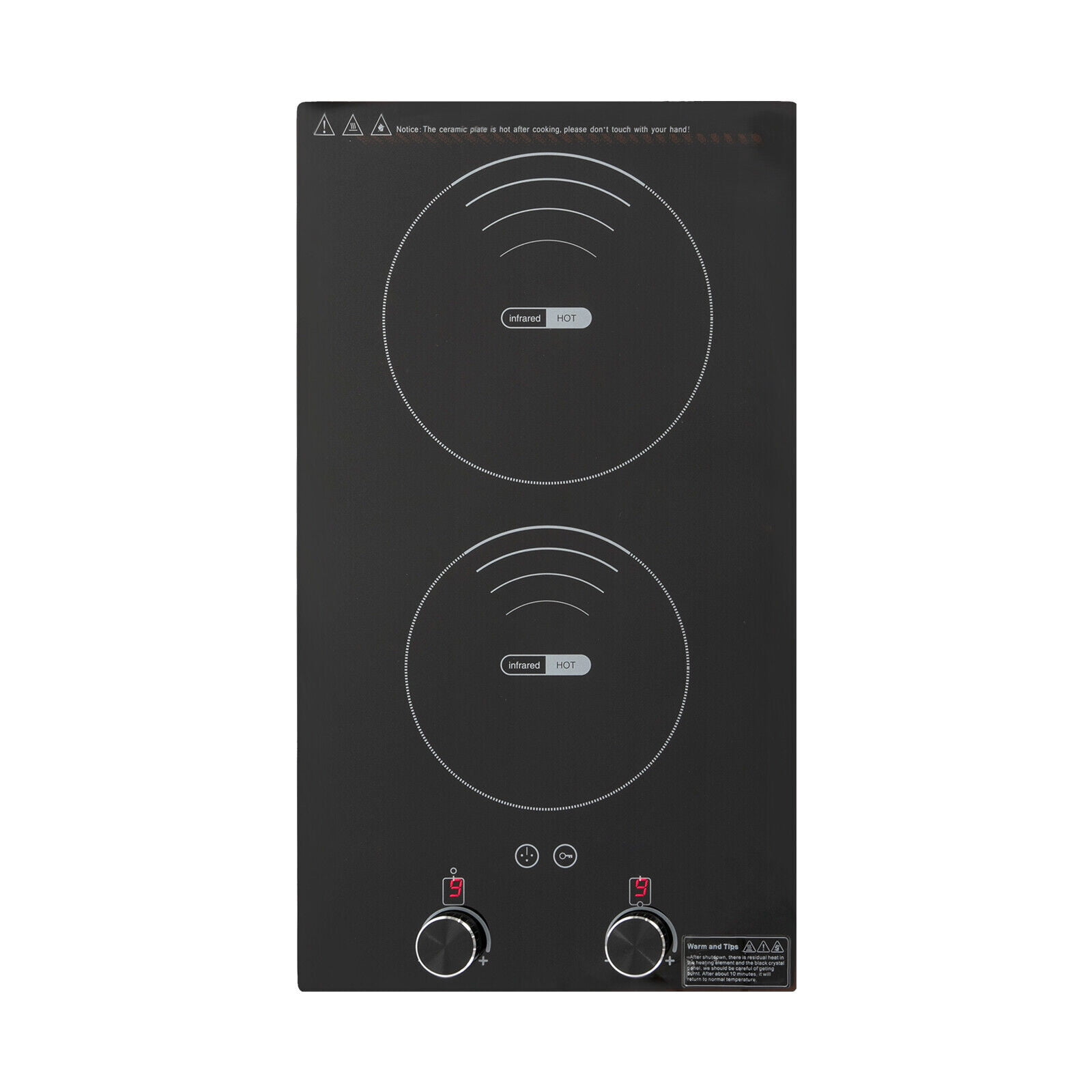Electric Hob Cook Top Stove 110V Cooktop 2 Burners Ceramic Cooktop