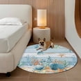 thumbnail image 2 of Blue Coastal Round Area Rug 3.3Ft Washable Circle Rugs for Dining Room Table, Summer Beach Starfish Shell Coral Nautical Non-Slip Carpet Floor Mats Indoor Outdoor Carpet Runner Aesthetic Home Decor, 2 of 8