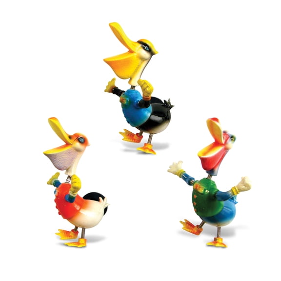 CoTa Global Pelican Refrigerator Bobble Magnets Set of 3 - Assorted Color Fun Cute Sea Life Bird Bobble Head Magnets For Kitchen Fridge, Lockers Home Decor, Cool Office and Decorative Novelty - 3 Pack
