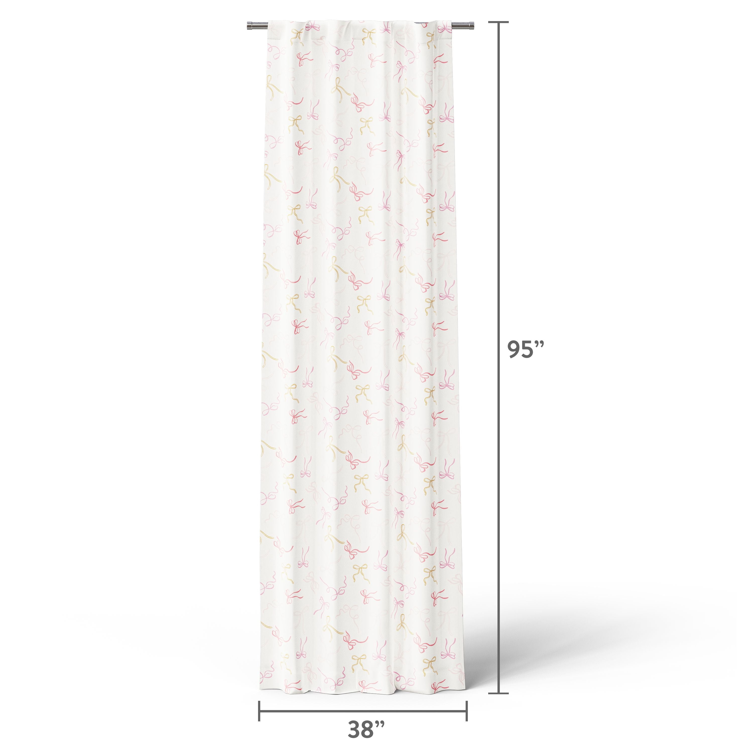 Mainstays Kids Pink and Yellow Ribbon Printed Blackout Rod Pocket with Back Tabs Single Curtain Panel, Set of 1, 38" W x 95" L