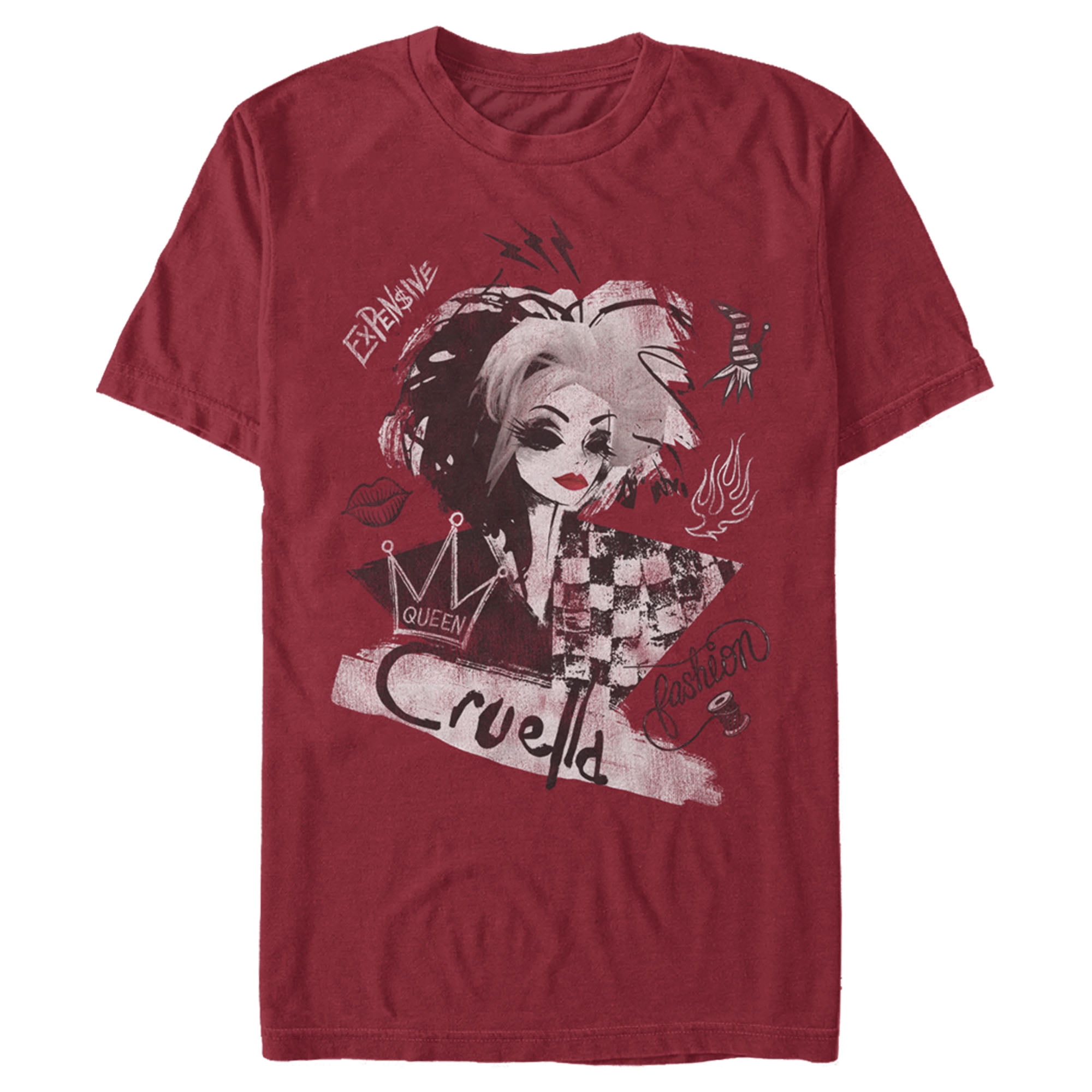 Men S Cruella Fashion Sketch Graphic Tee Cardinal Small Walmart Com