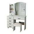 thumbnail image 2 of Fashion Vanity Desk with Mirror and Lights for Makeup, Vanity Mirror with Lights and Table Set with 3 Color Lighting Brightness Adjustable, 6 Drawers, White, 2 of 7
