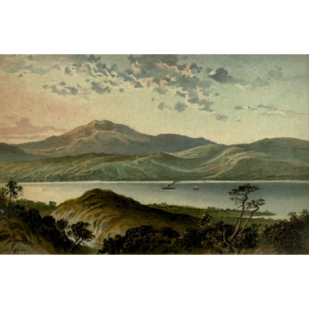 T Nelson & Sons Souvenir of Scotland 1897 Loch Ness from above the Fall of Foyers Stretched Canvas - T Nelson & Sons (18 x