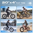 thumbnail image 3 of WOOKEN Electric Bike for Adults, 750W Ebike, 25MPH 60Miles Electric Mountain Bike, 26" Fat Tire Electric Bicycle with 48V 15AH Battery, Rear Rack, Lockable Suspension Fork,7 Speed,UL 2849, 3 of 10