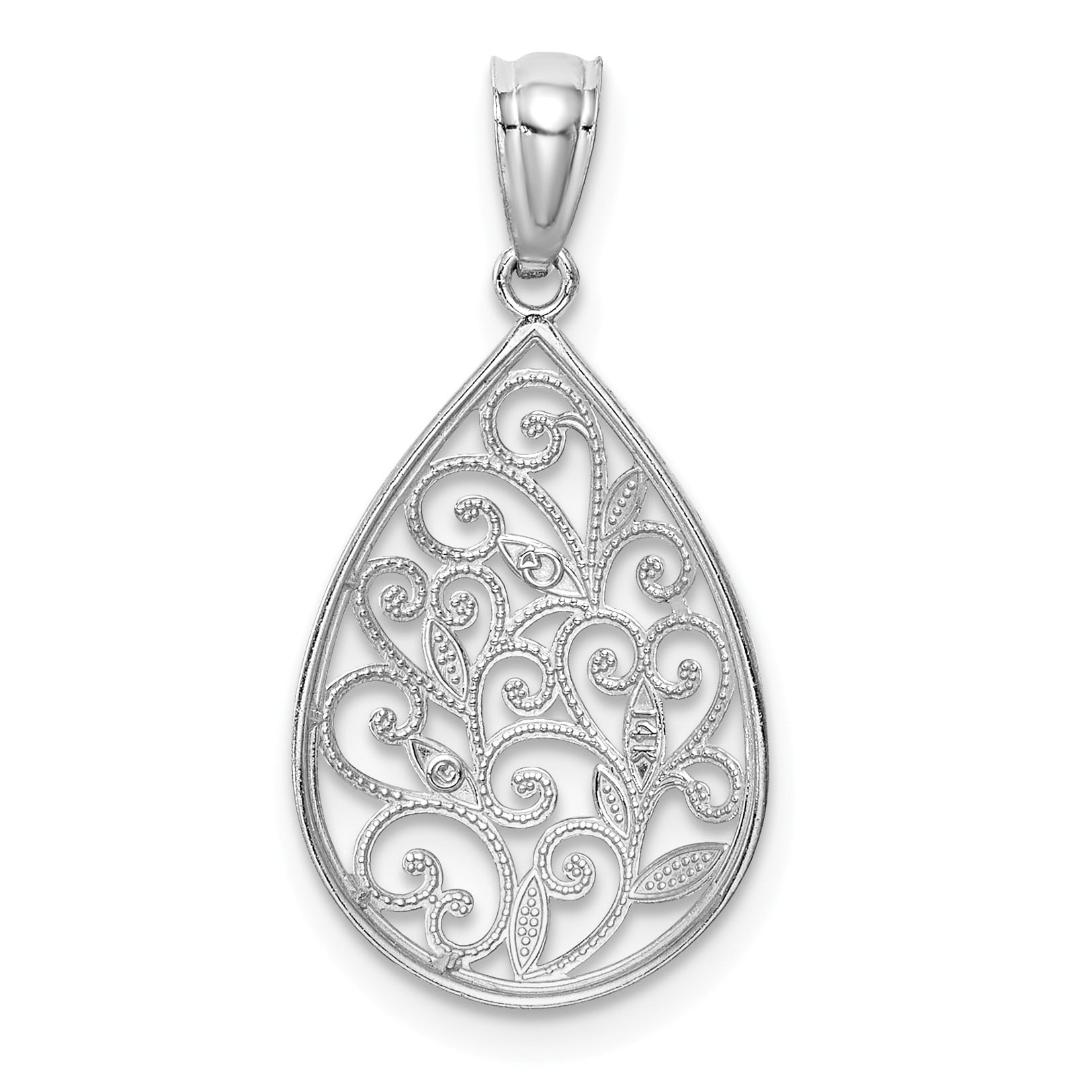 14k Yellow Or White Gold Small Filigree Teardrop Pendant 13mm 14k Yellow Or White Gold Small Filigree Teardrop Pendant 13mm Com