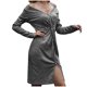 thumbnail image 1 of Vestido largo de moda con botones plisados y cuello en V profundo de manga larga para mujer Fridja  nbo3529, 1 of 8