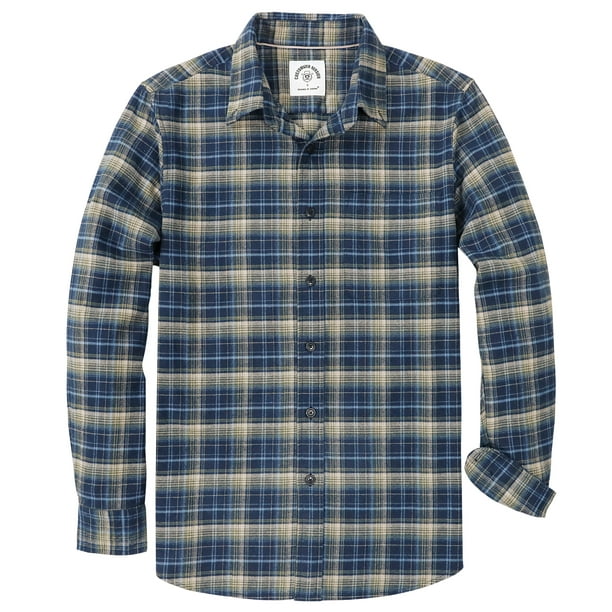 Dubinik® Mens Flannel Shirts Long Sleeve Button Down Casual Work Plaid ...