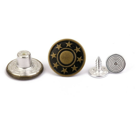 Masteelf Fashionable 17mm Star Pattern Jeans Buttons Made of Durable Brass for Jeans Making Assorted Color